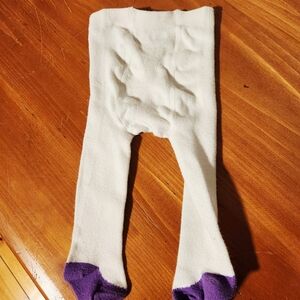 Batman 3/6 Month Tights in White with Purple Feet